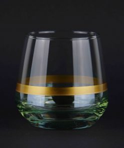 Trinkglas farbig mit goldener Linie