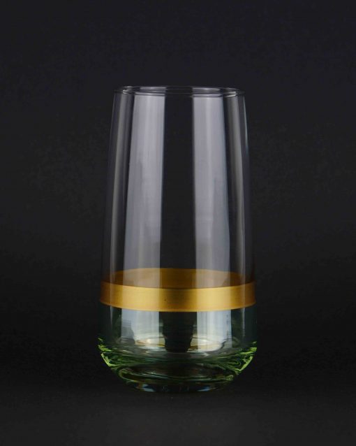 Trinkglas long farbig mit goldener Linie