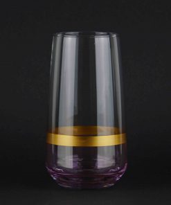 Trinkglas long farbig mit goldener Linie