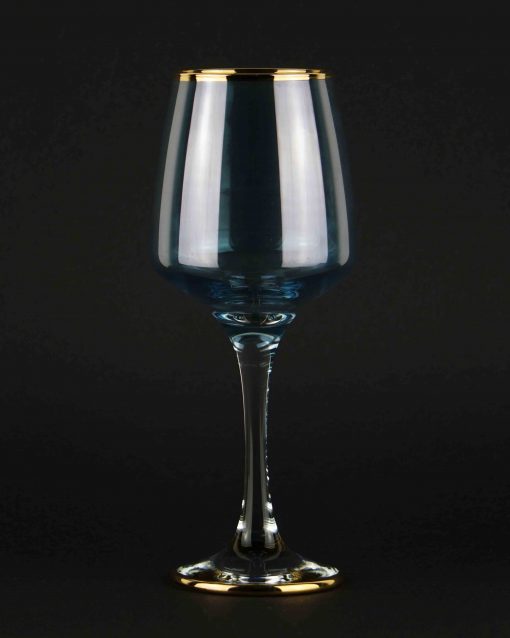 Trinkglas, Weinglas, farbig mit goldenem Rand