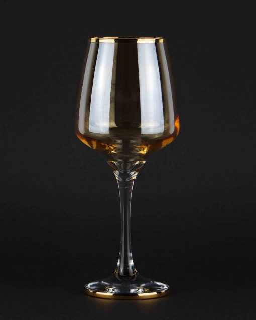 Trinkglas, Weinglas, farbig mit goldenem Rand