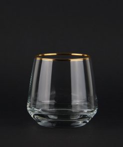 Trinkglas klares Glas mit Gold Veredelung