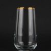 Trinkglas long klares Glas mit Gold Veredelung
